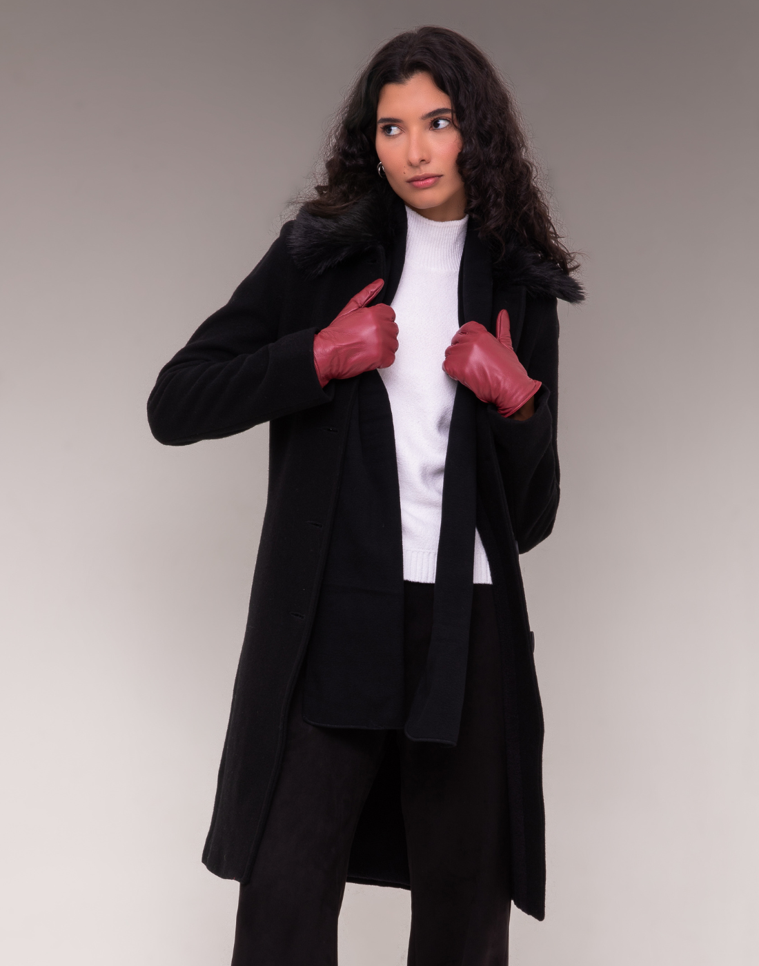 Casaco Lã Natural Varese Pelo com forro de fleece Preto