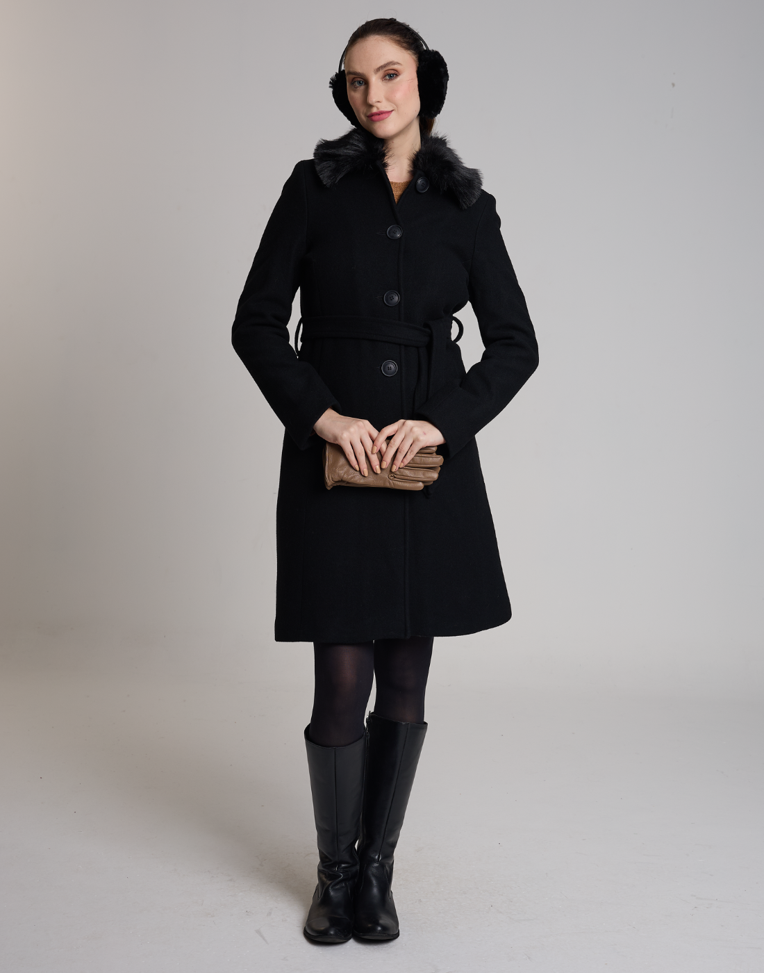 Casaco Lã Natural Varese Pelo com forro de fleece Preto