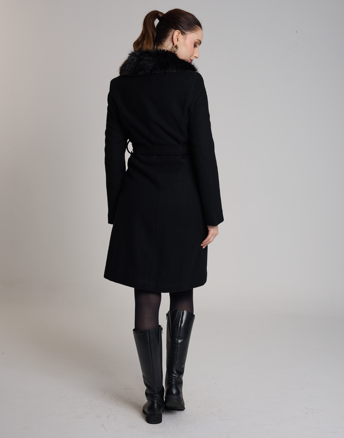 Casaco Lã Natural Varese Pelo com forro de fleece Preto